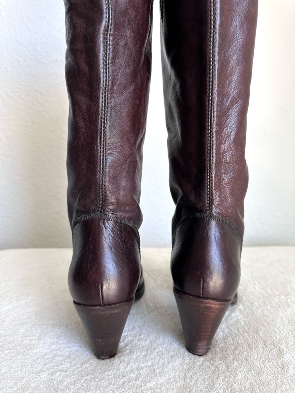 Frye Mustang Stitch Tall Boots Brown Women’s 9.5 Riding Western Knee High - Picture 5 of 12